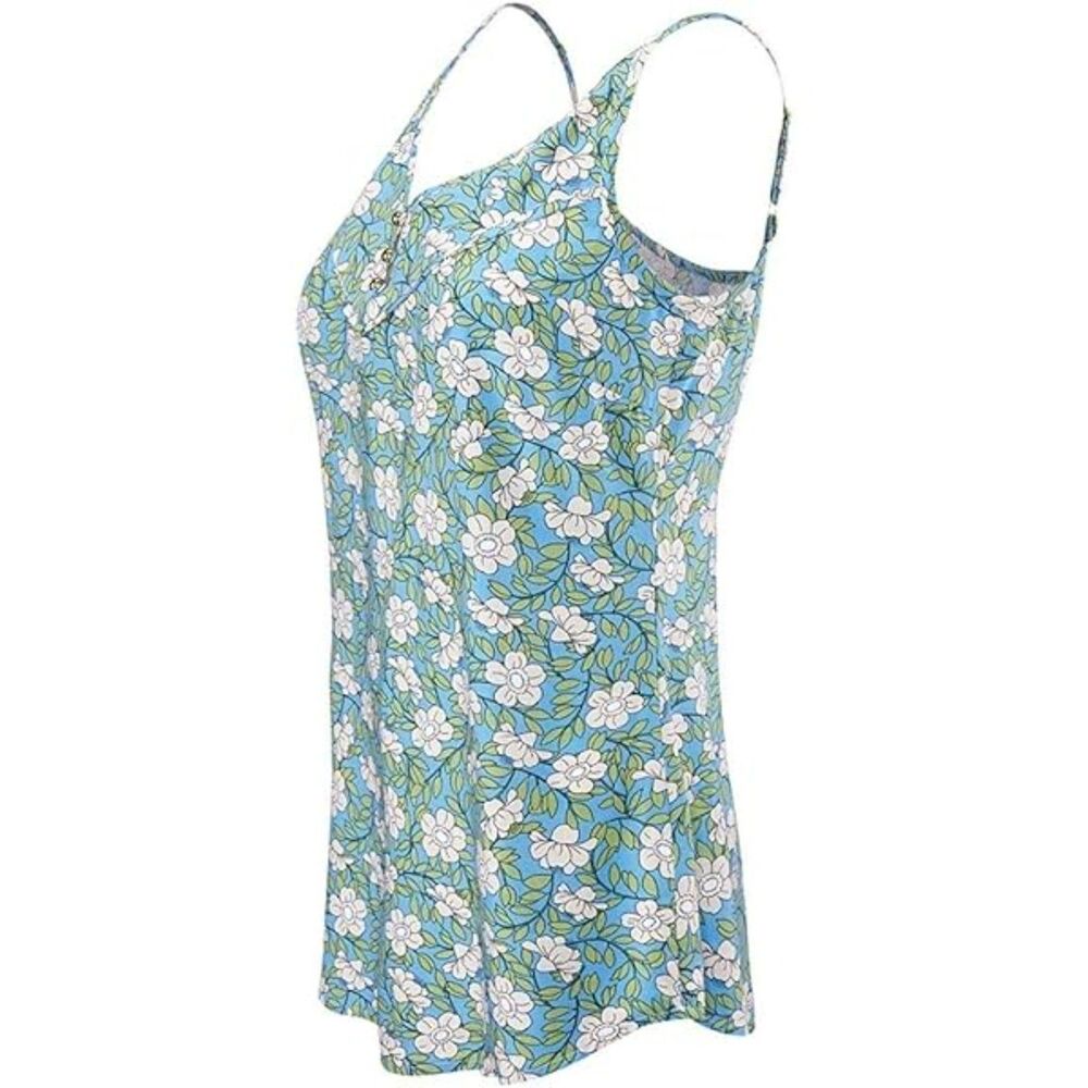 CAbi | Aqua Blue Vine Cottonwood Cami | Small